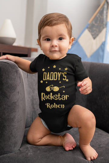 Daddy's Rockstar Customised Cotton Half Sleeves Romper