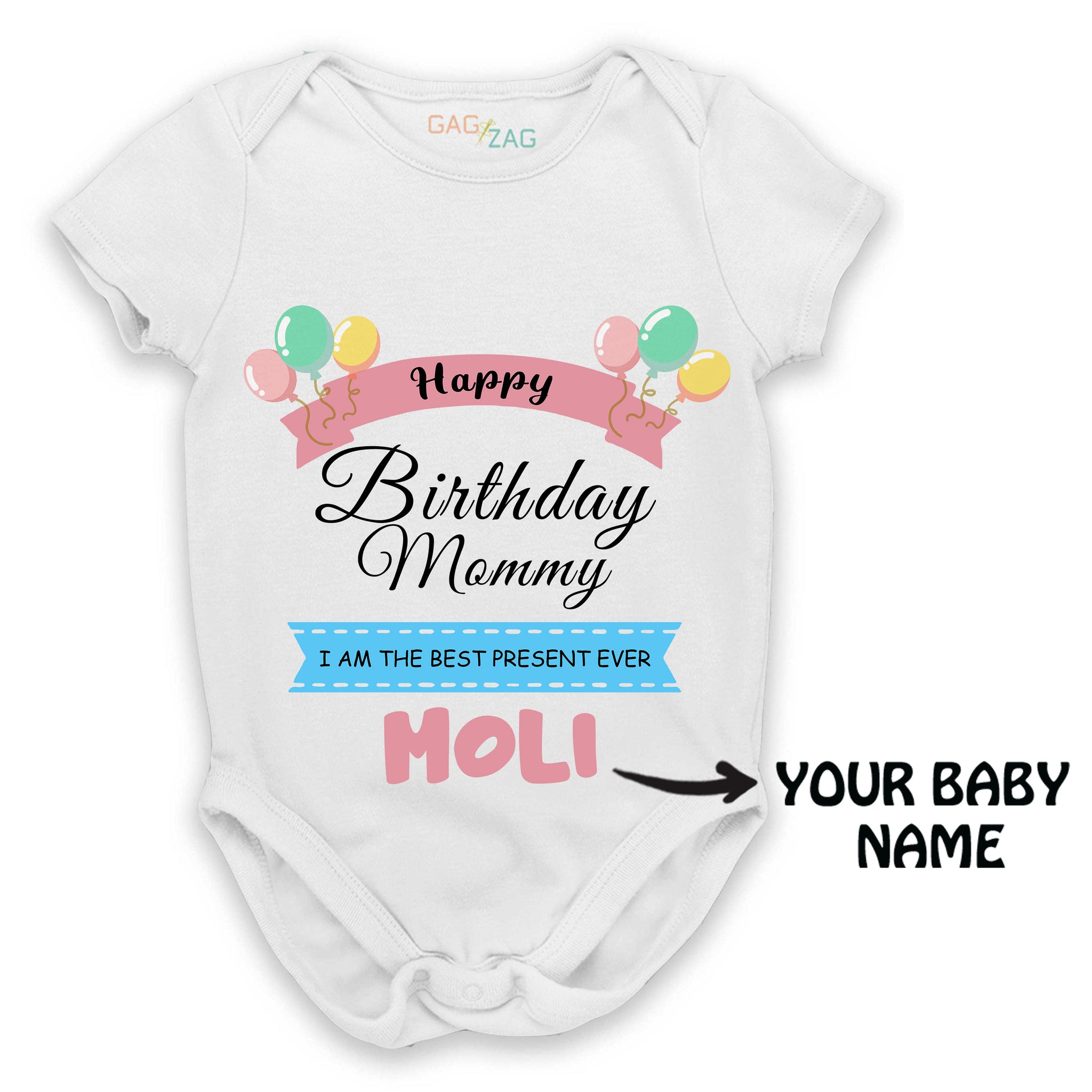 I'm Best Present Ever Mommy - Customised Cotton Half Sleeves Baby Romper