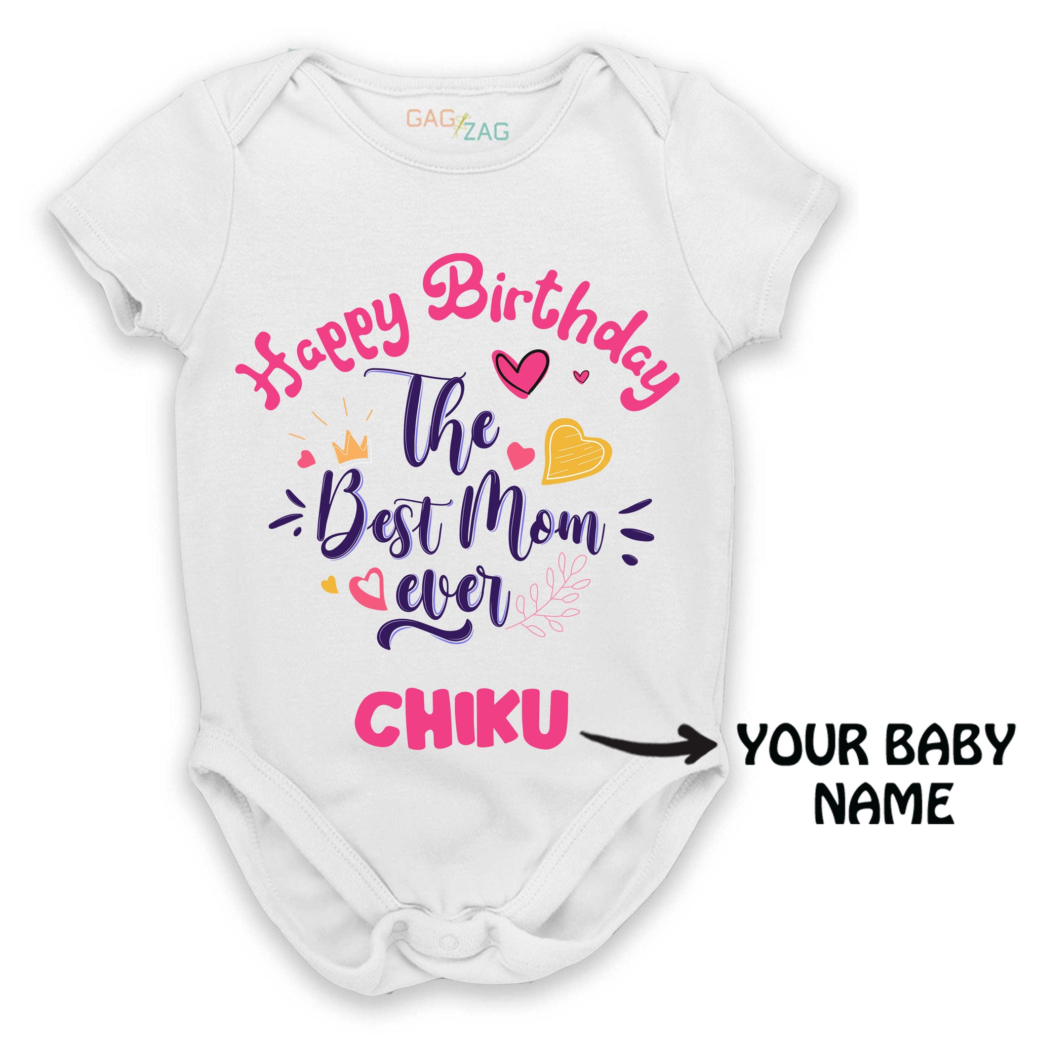 Happy Birthday The Best Mom Ever - Cotton Half Sleeves OneSie