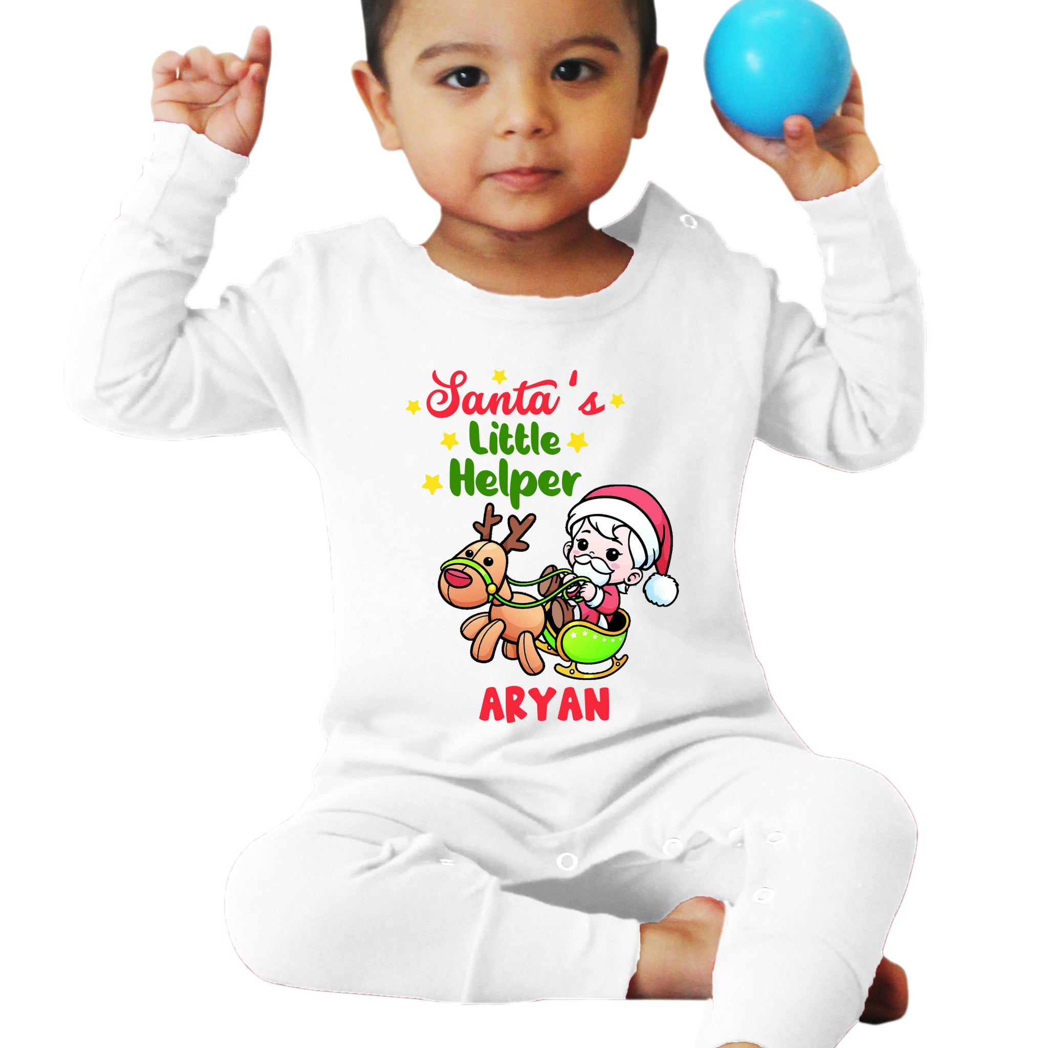 Christmas Special Santa's Little Helper Customised Baby Romper Or Sweatshirt