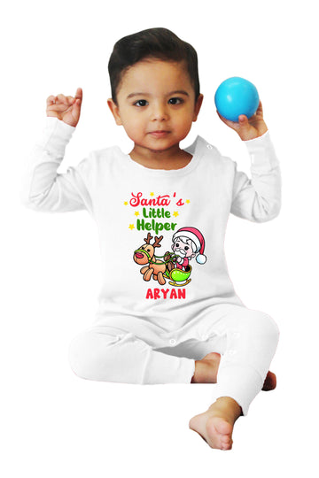 Christmas Special Santa's Little Helper Customised Baby Romper Or Sweatshirt