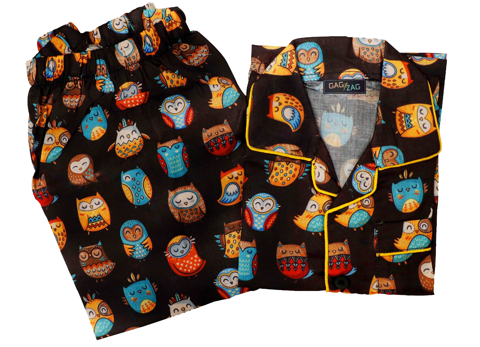 ORGANIC COTTON NIGHT SUIT - OWL PRINT