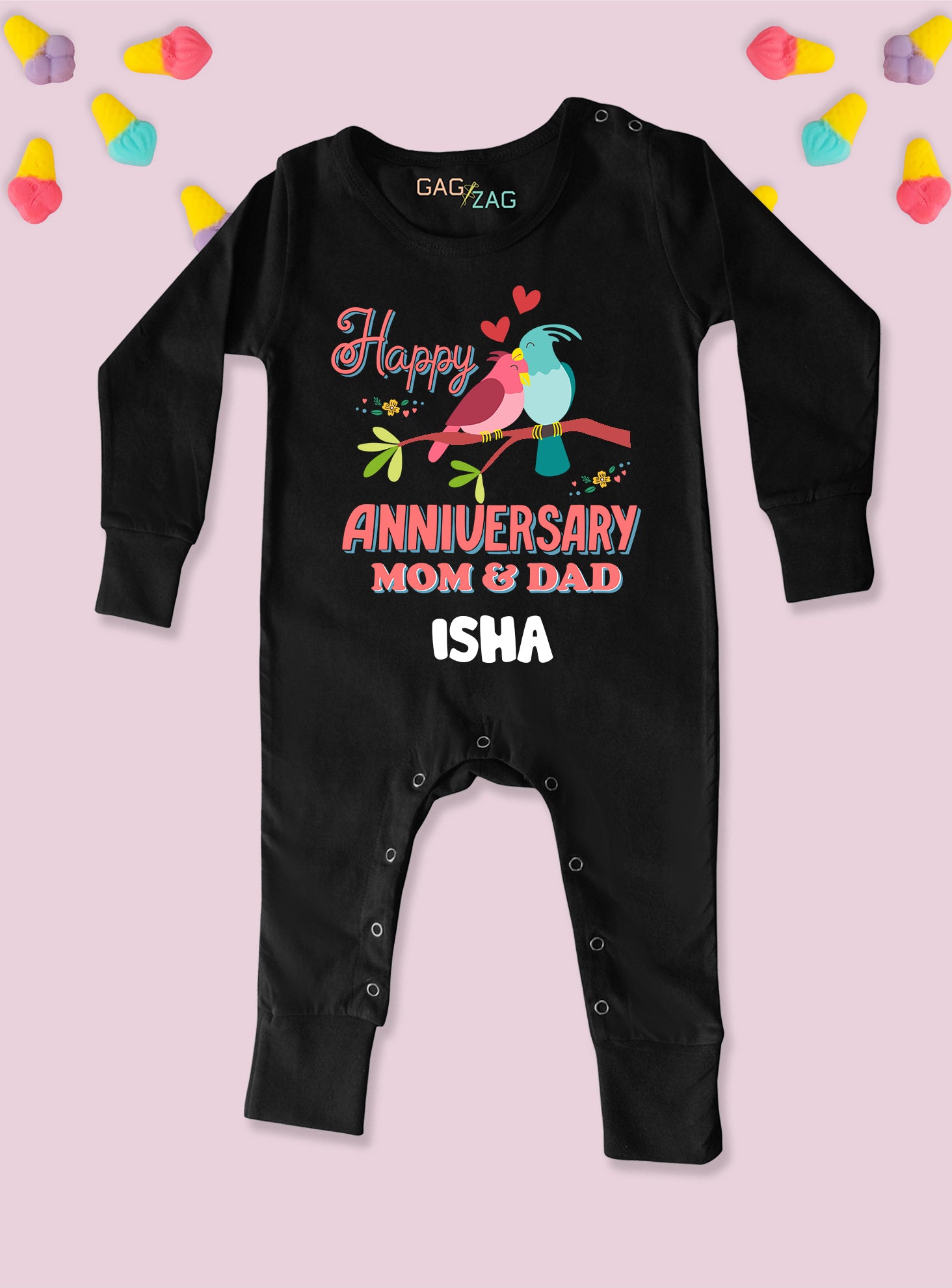 Happy Anniversary To Mom Dad Customised Baby Romper