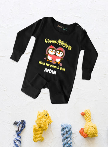 Happy Anniversary With Me Mom Dad Customised Baby Romper