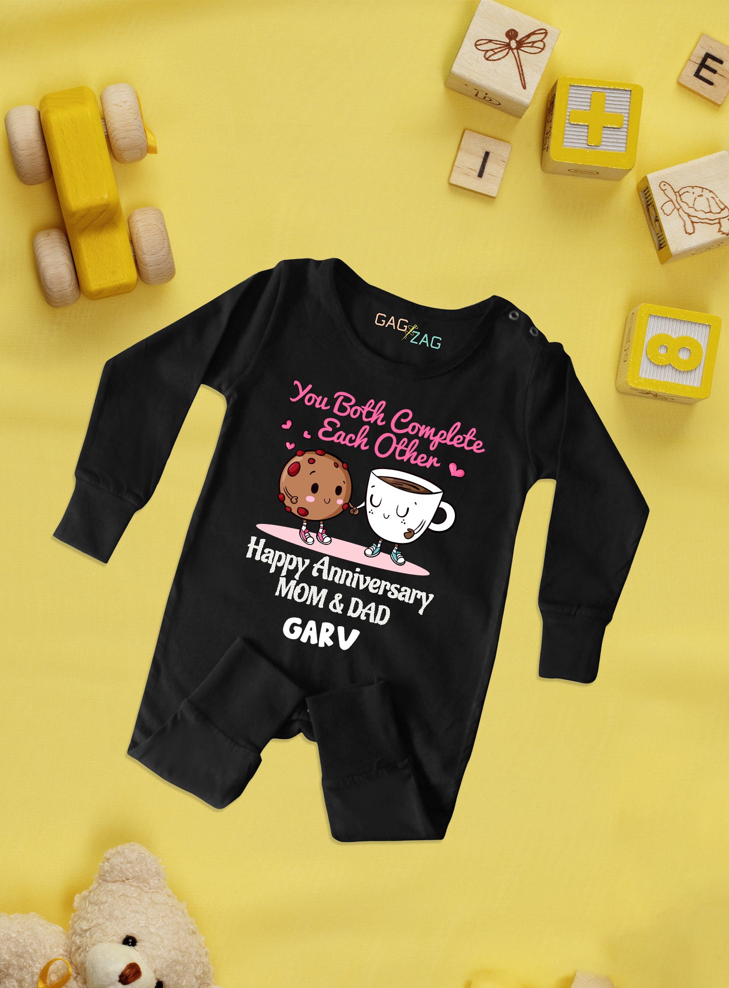 Mom Dad Anniversary Special Customised Baby Romper