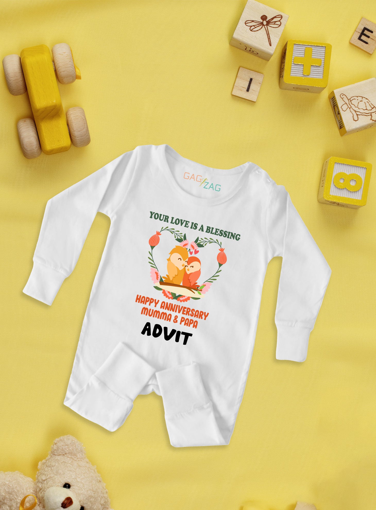 Happy Anniversary Mumma Papa Customised Baby Romper