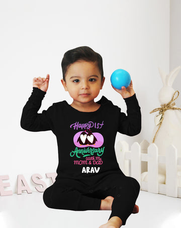 Happy 1st Anniversary With Me Mom Dad Customised Baby Romper