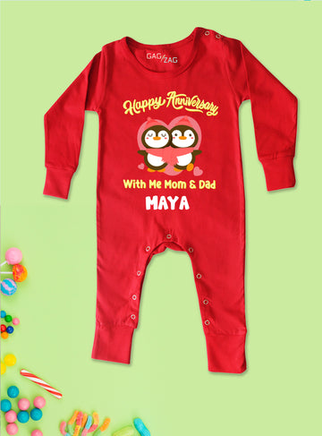 Happy Anniversary With Me Mom Dad Customised Baby Romper