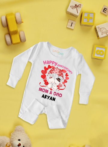 Happy Anniversary Mom Dad Customized Baby Romper