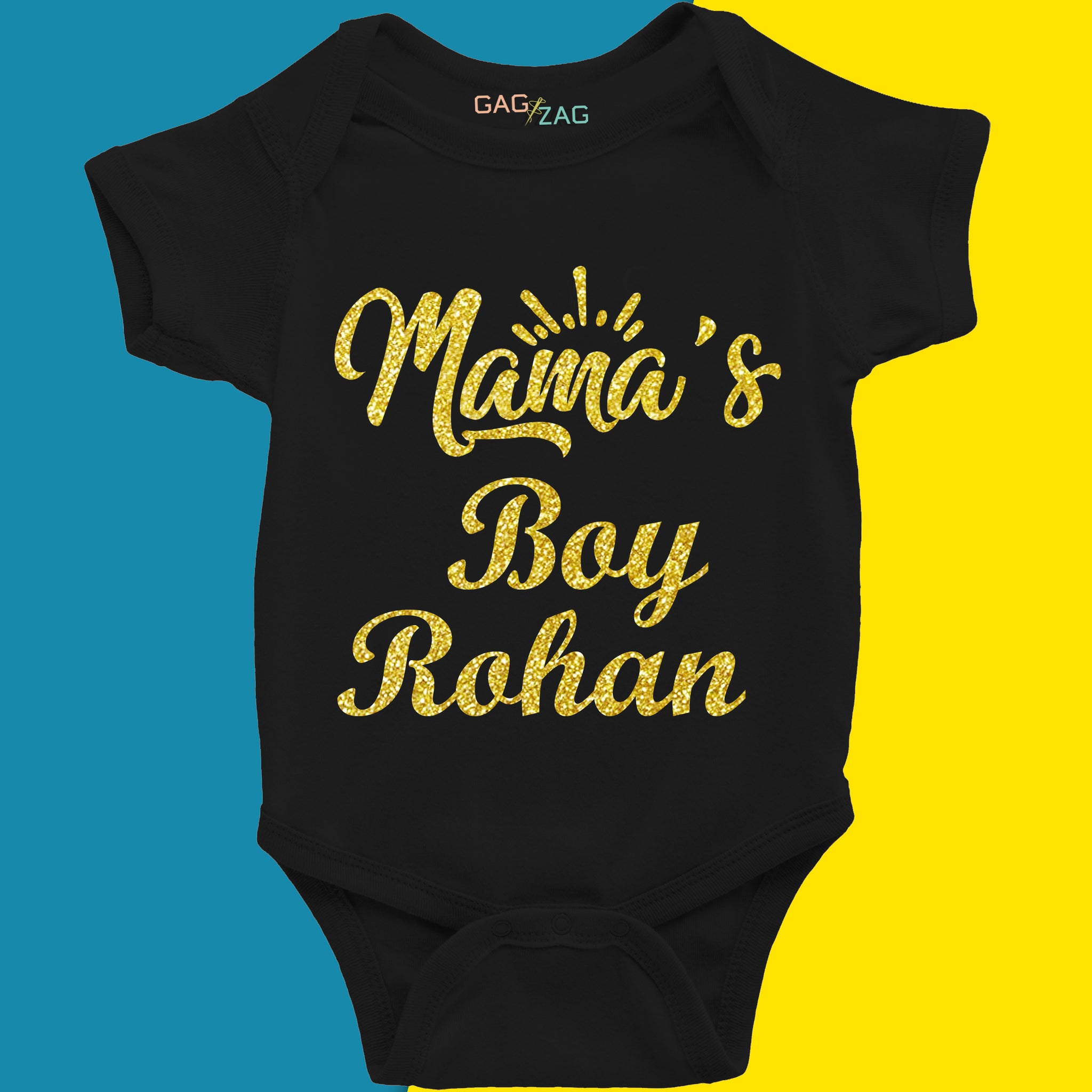 Customized Sparkle Baby Cotton Half Sleeves Onesie For Infant - Mama's Boy Romper