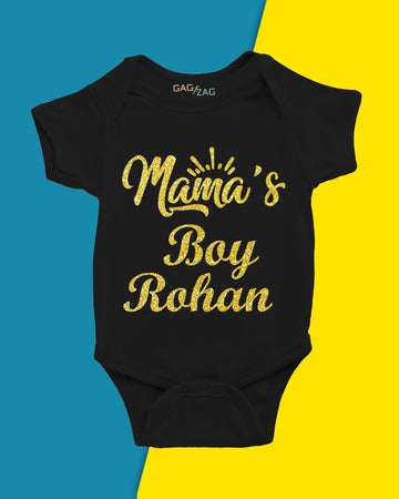 Customized Sparkle Baby Cotton Half Sleeves Onesie For Infant - Mama's Boy Romper