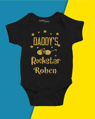 Daddy's Rockstar Customised Cotton Half Sleeves Romper