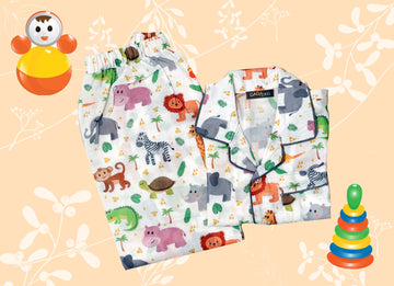 ORGANIC COTTON NIGHT SUIT - JUNGLE THEME