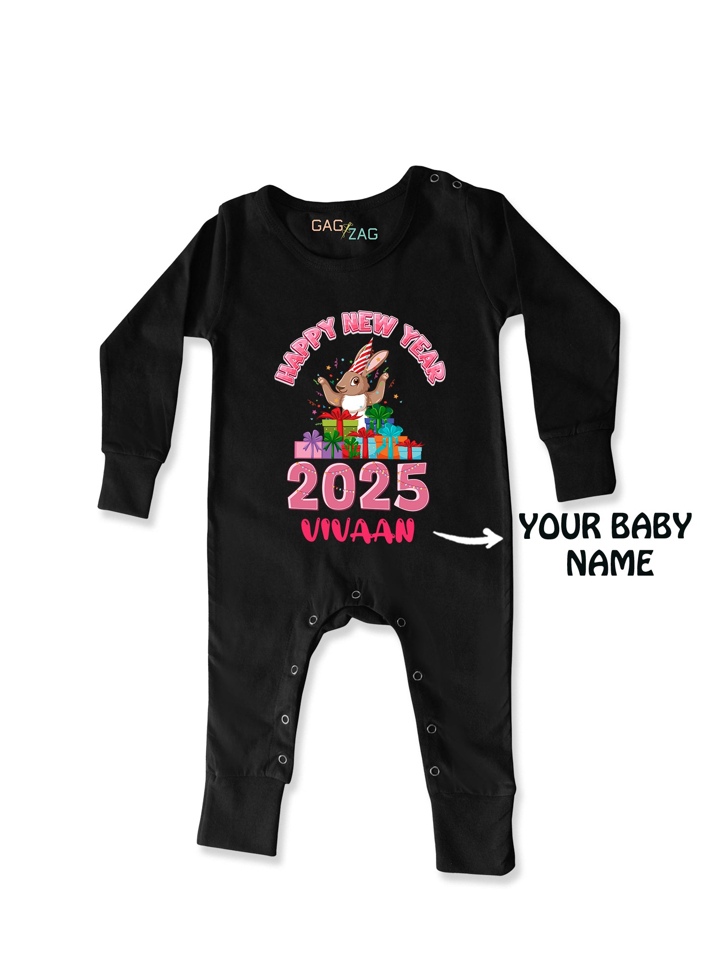 Happy New Year 2025 - Customised Full Length Baby Romper Or Sweatshirt