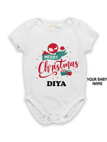 Merry Christmas Customised Baby Romper Or Sweatshirt