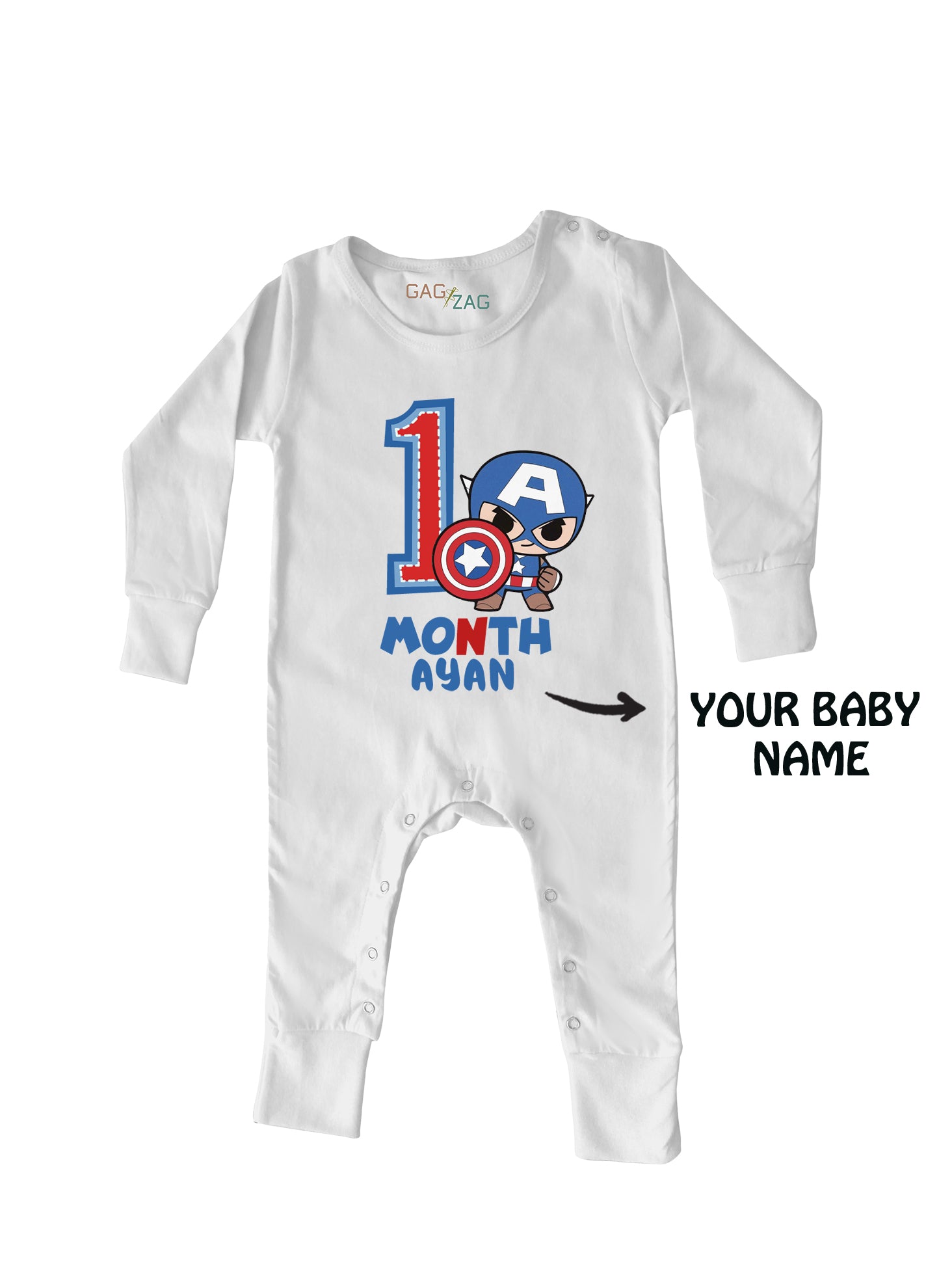 1 Month Old SuperHero Theme Customised Onesie