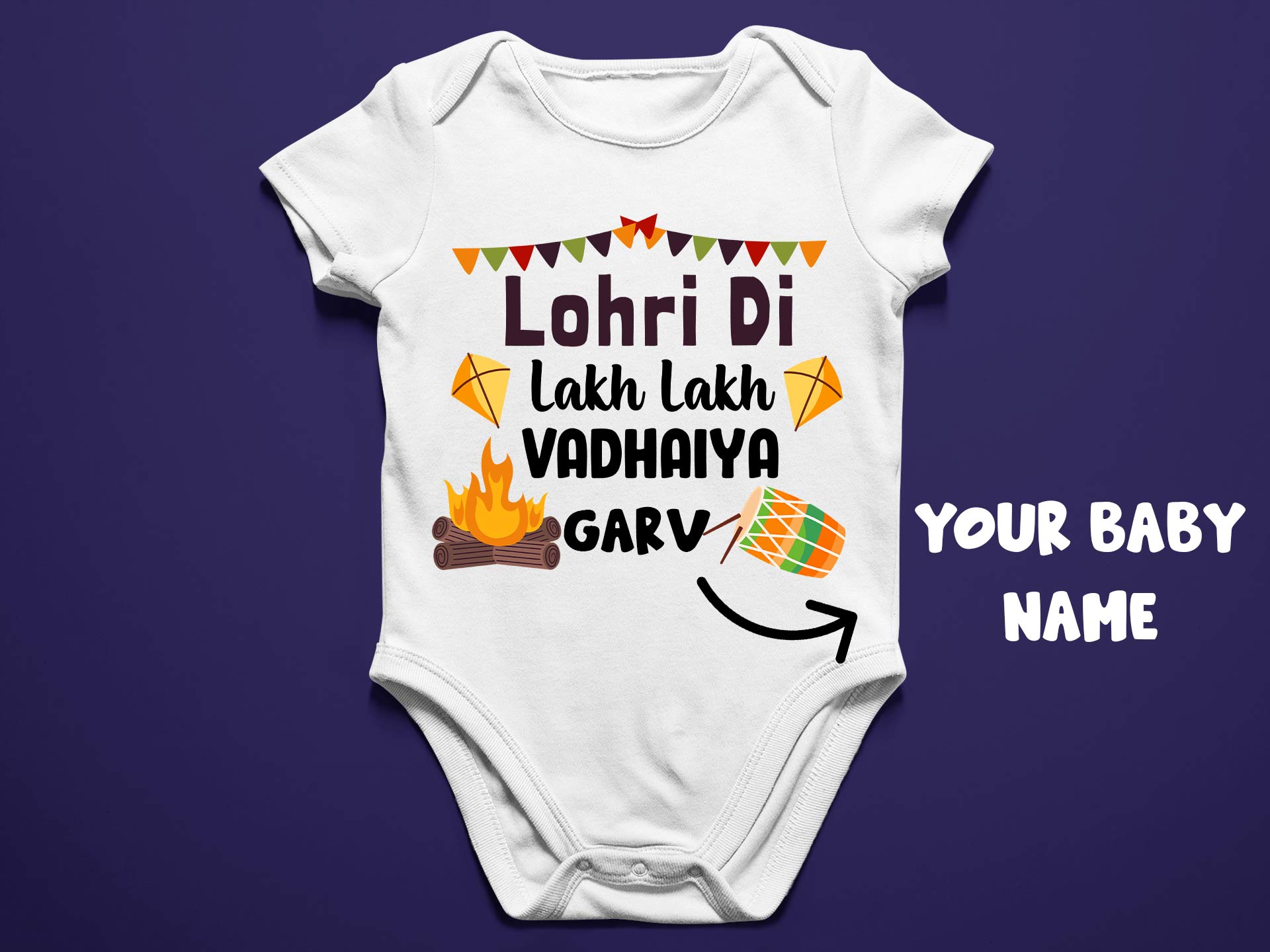 Lohri Di Lakh Lakh Vadhaiya Customized Baby Rompers Or T-shirt