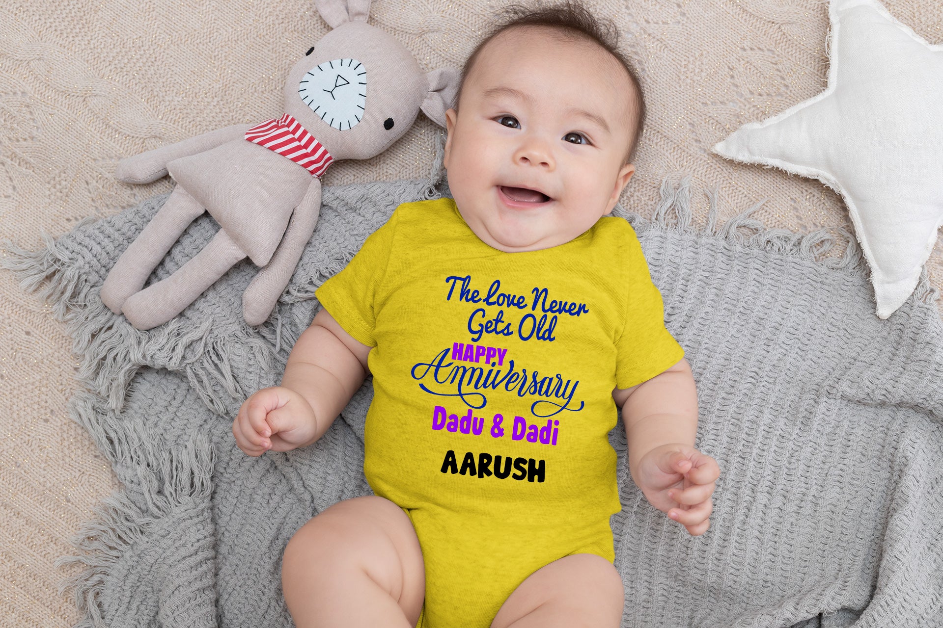 Happy Anniversary Dadu Dadi Customized Baby Romper