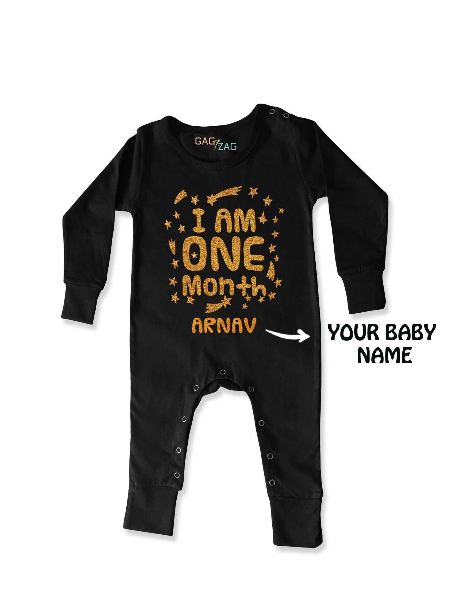 1 Month Old Sparkle Milestone Full Length Baby Romper