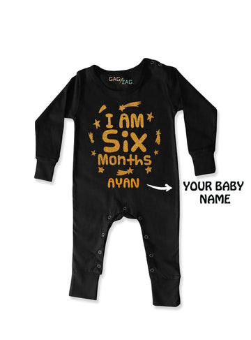 6 Months Old Sparkle Milestone Full Length Baby Romper