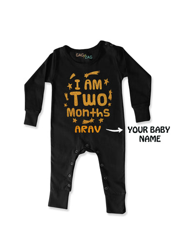 2 Months Old sparkle Milestone Full Length Baby Romper