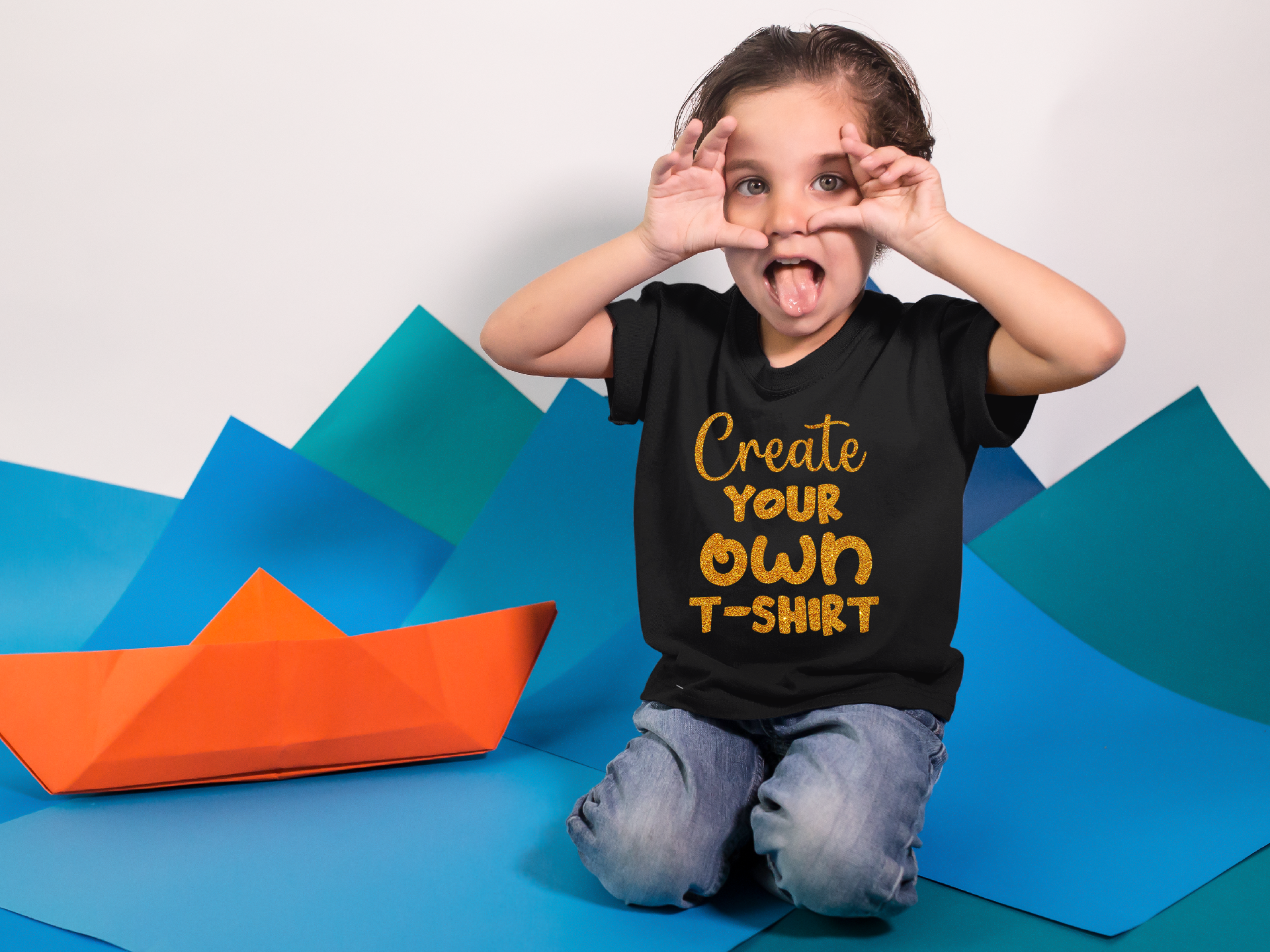 Create Your Own Tshirt With Golden Sparkle For Kids