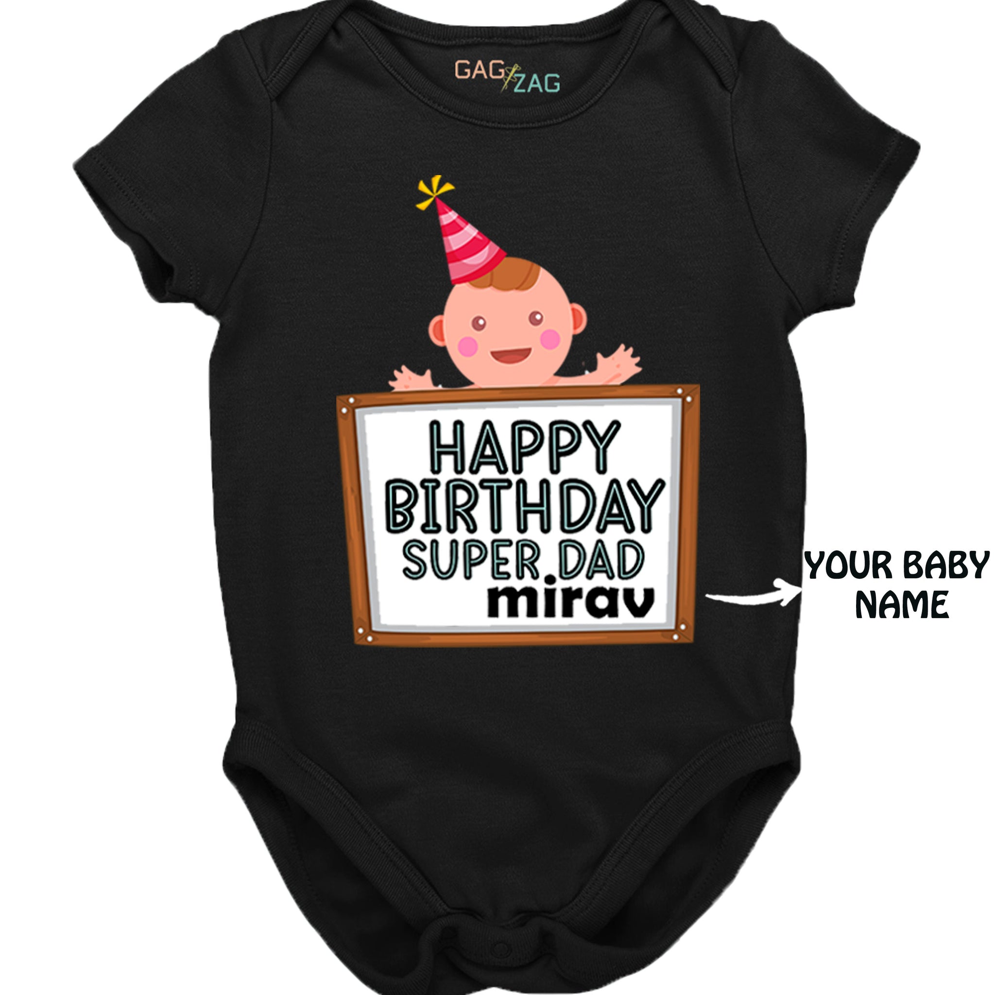 Happy Birthday Super Dad - Cotton Half Sleeves Baby Romper