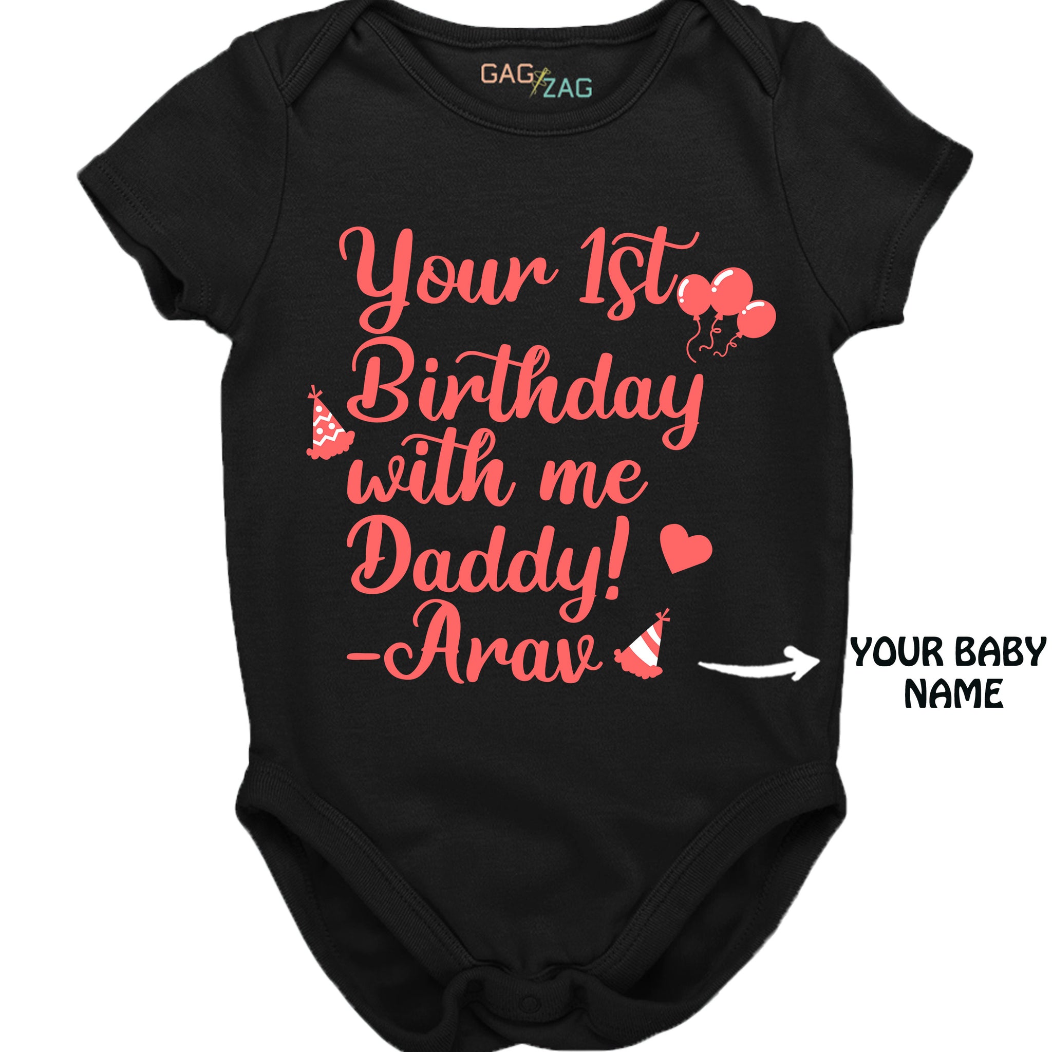 Your 1st Birthday With Me Daddy - Customised Baby Romper