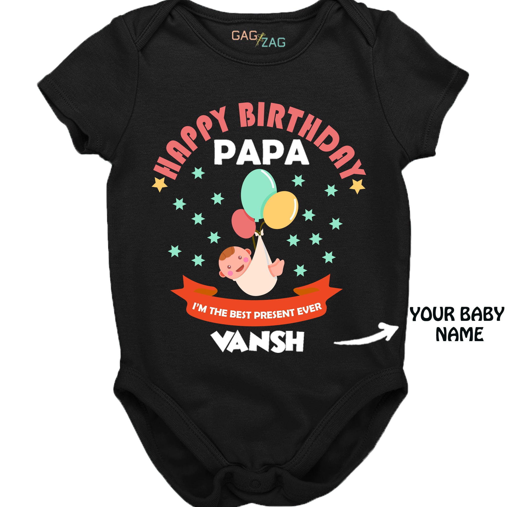 Happy Birthday Papa - Cotton Half Sleeves Baby Romper