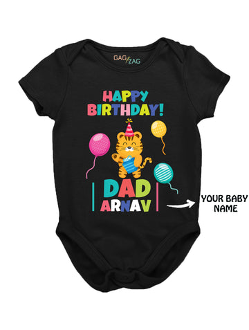 Happy Birthday Dad - Cotton Half Sleeves Baby Romper