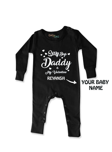 Sorry Boys Daddy Is My Valentine - Customised Baby Girls Romper