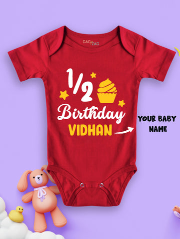 1/2 Birthday Customised Baby Romper