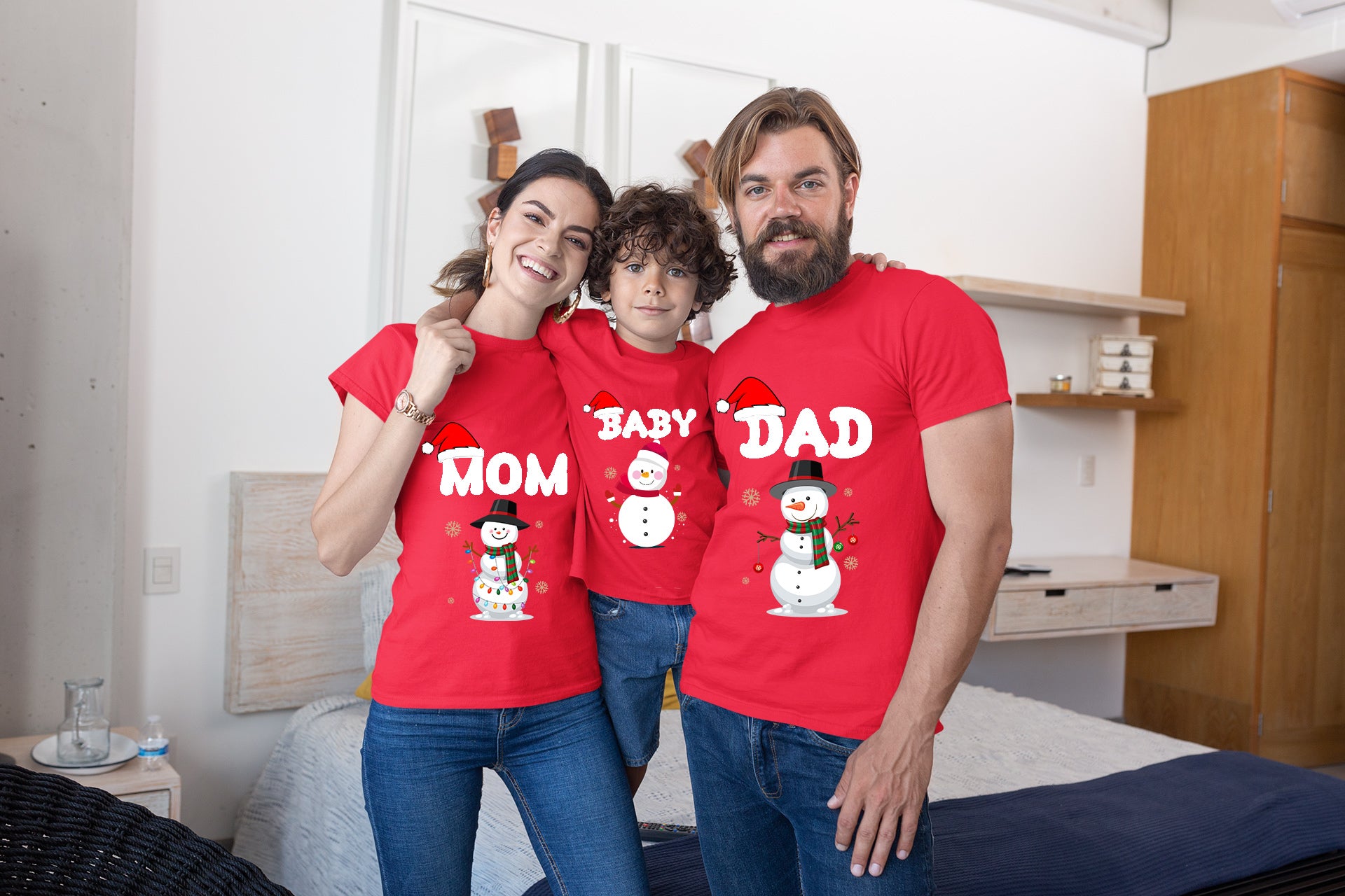 Christmas Customised Combo Tshirts For Mom Dad Baby