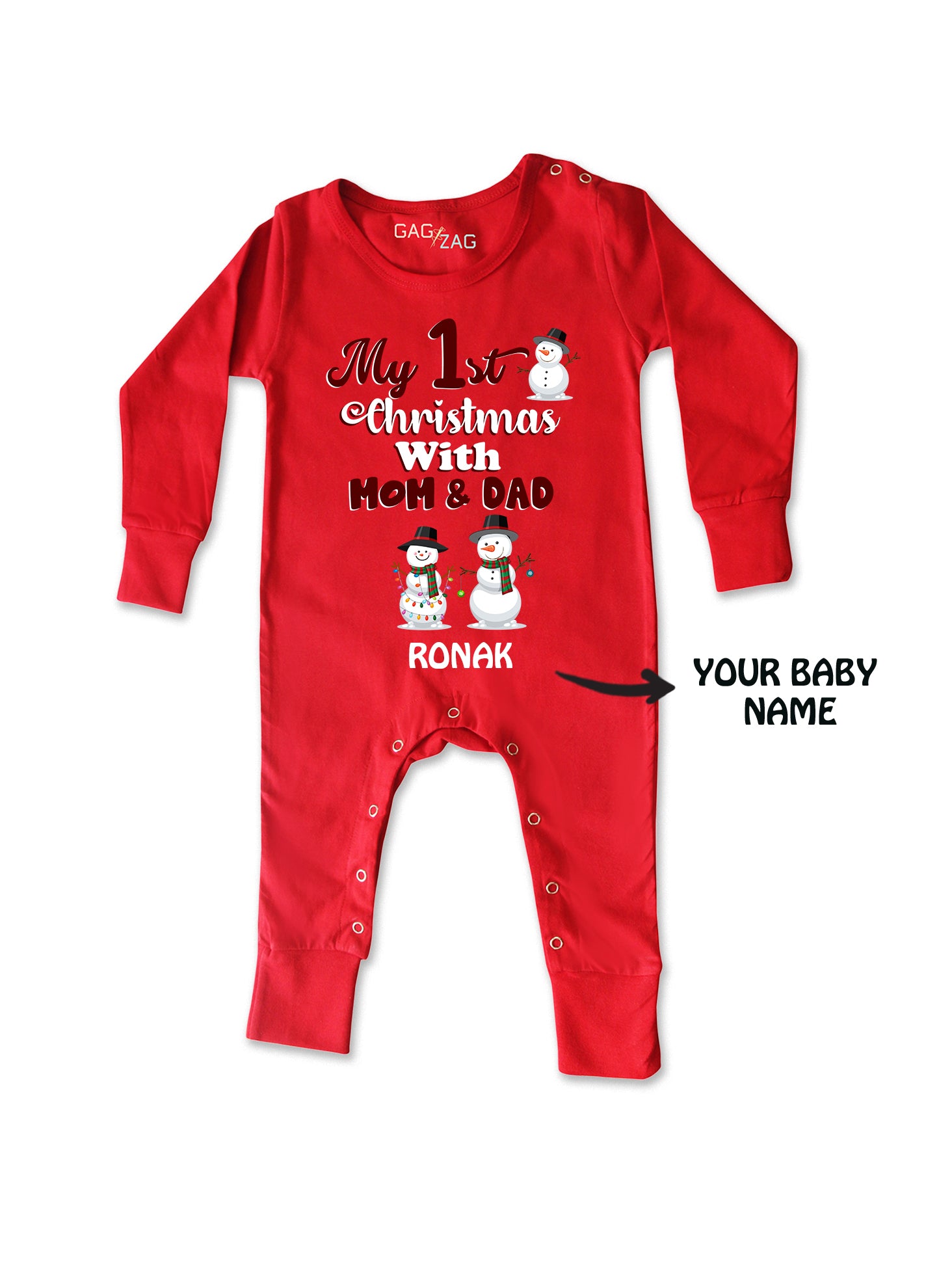 My 1st Christmas With Mom & Dad - Customised Christmas Baby Romper Or Sweatshirt