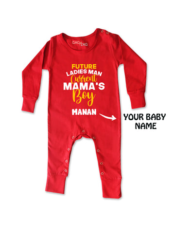 Future Ladies Man Current Mama's Boy Customised Baby Romper