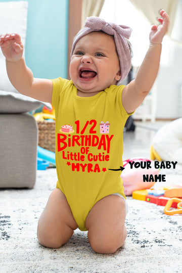 1/2 Birthday Of Little Cutie Customised Baby Romper