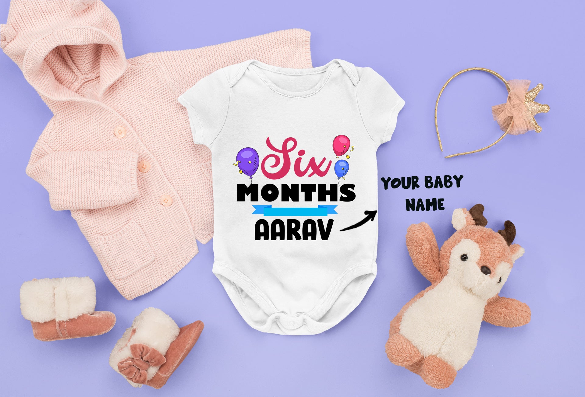 Six Months Milestone Customised Baby Onesie