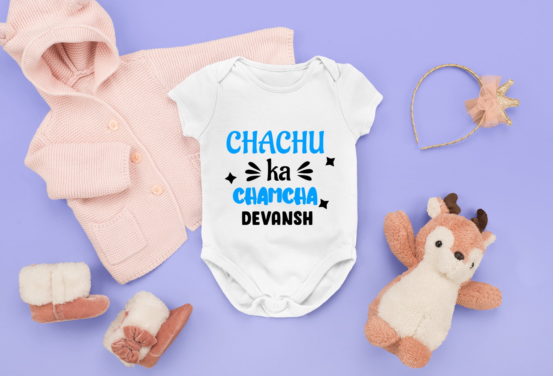 Chachu Ka Chamcha Customised Half Sleeves Baby Romper