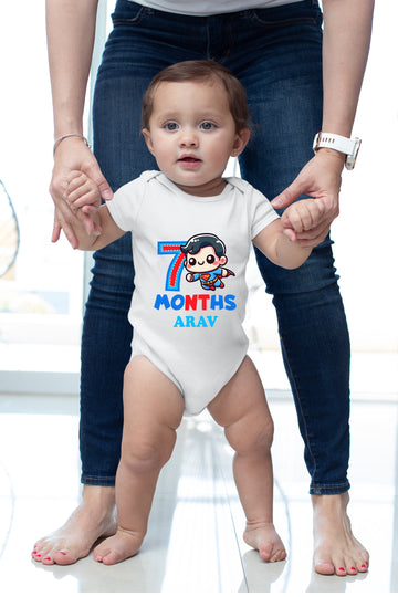 SuperHero Theme Monthly Birthday Half Sleeves Romper - 7 Months Old