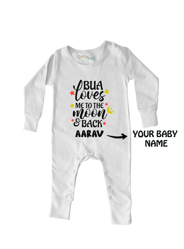 Bua Loves Me To The Moon And Back - Customised Full Length Baby Romper