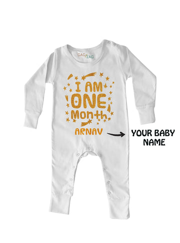 1 Month Old Sparkle Milestone Full Length Baby Romper