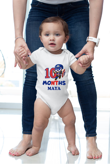 SuperHero Theme Monthly Birthday Half Sleeves Romper - 10 Months Old