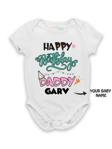 Customised Cotton Half Sleeves Baby Romper For Daddy's Birthday