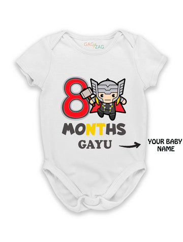 SuperHero Theme Monthly Birthday Half Sleeves Romper - 8 Months Old