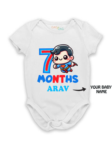 SuperHero Theme Monthly Birthday Half Sleeves Romper - 7 Months Old