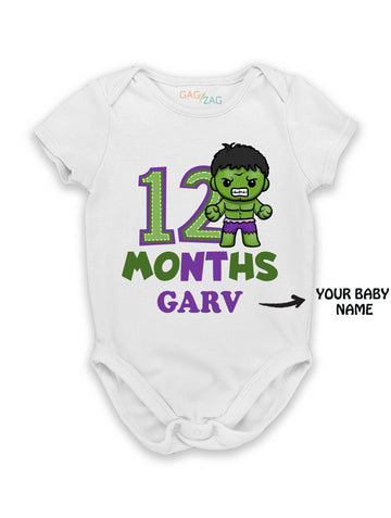 SuperHero Theme Monthly Birthday Half Sleeves Romper - 12 Months Old