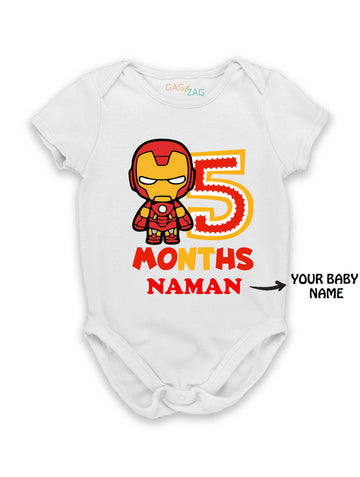 SuperHero Monthly Birthday Cotton Half Sleeves Romper - 5 Months Old