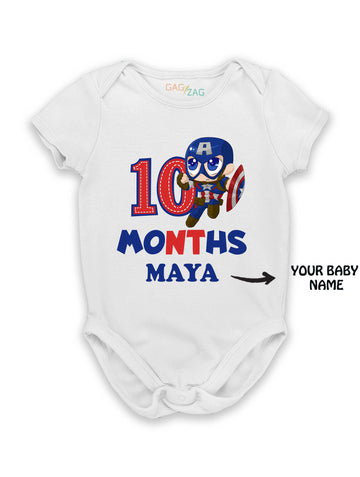 SuperHero Theme Monthly Birthday Half Sleeves Romper - 10 Months Old