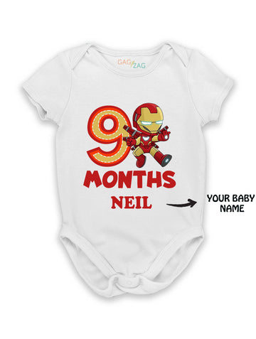 SuperHero Theme Monthly Birthday Half Sleeves Romper - 9 Months Old