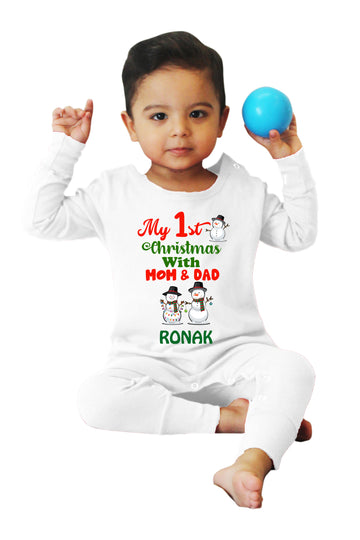 My 1st Christmas With Mom & Dad - Customised Christmas Baby Romper Or Sweatshirt